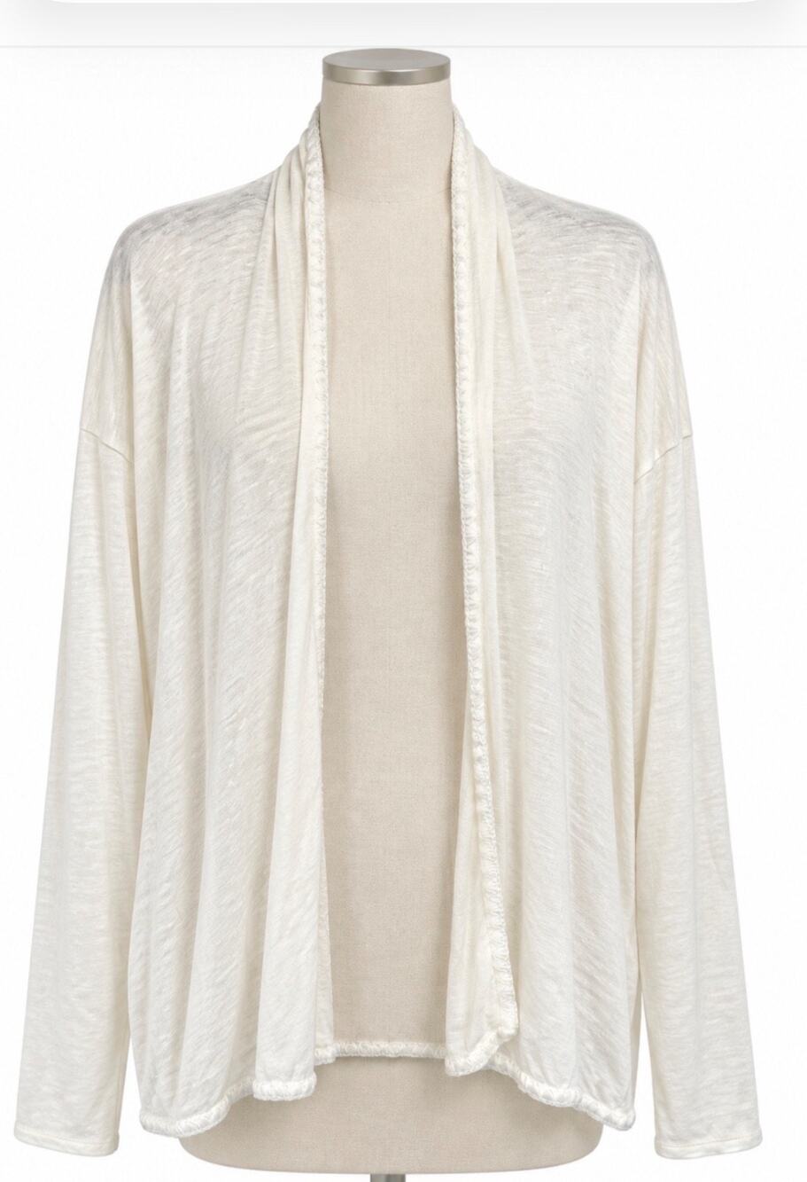 Calypso St Barth Ivory Sheer Beach Cardigan Cover Up Boho Resort Slub Knit Small